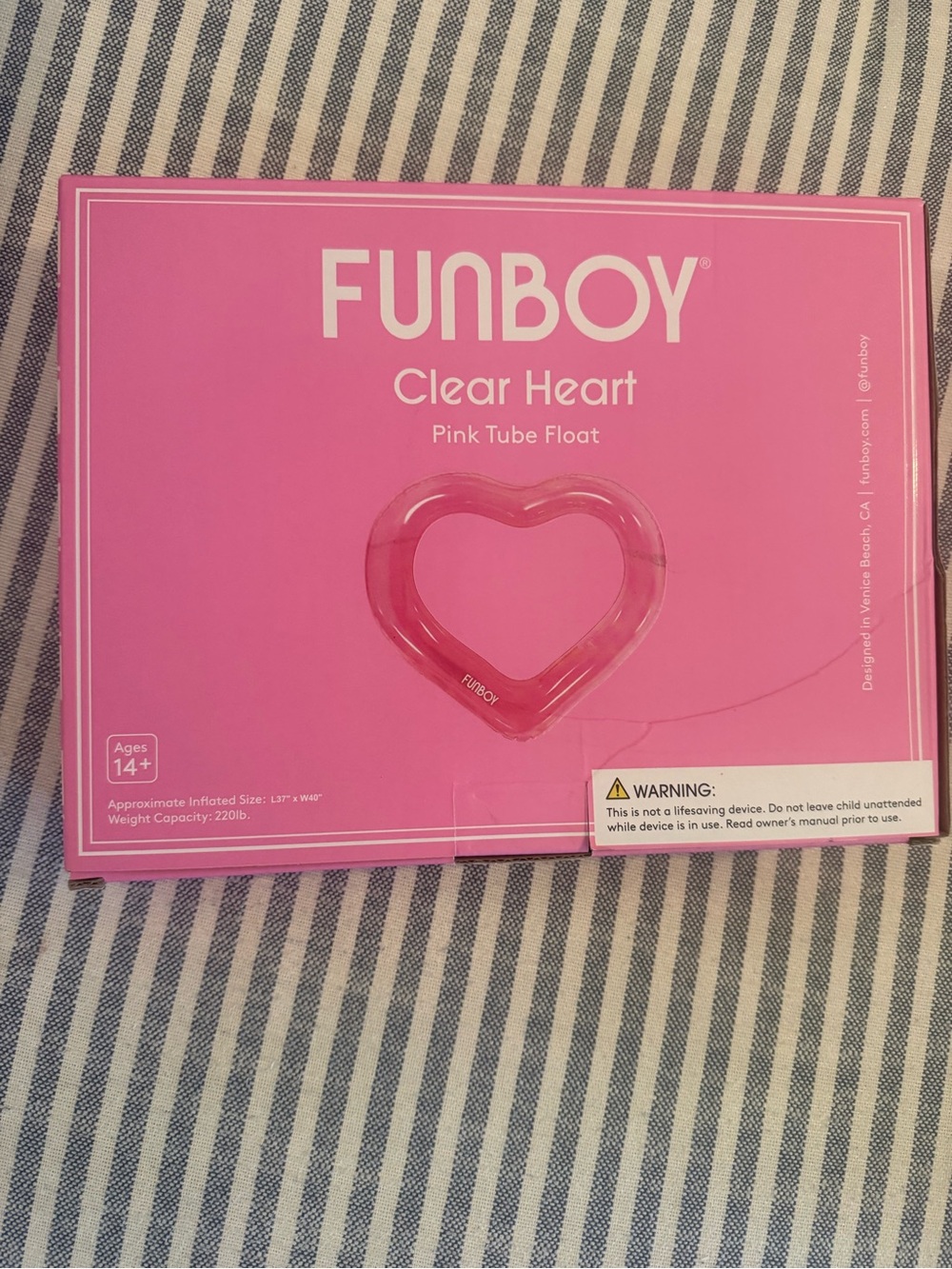 FUNBOY Clear Heart Pink Tube Float